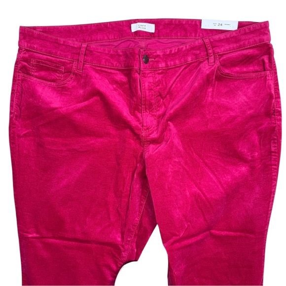 LOFT Plus Magenta Pink Midrise Velvet Skinny Pants Plus Size 24 NWT - Picture 6 of 16